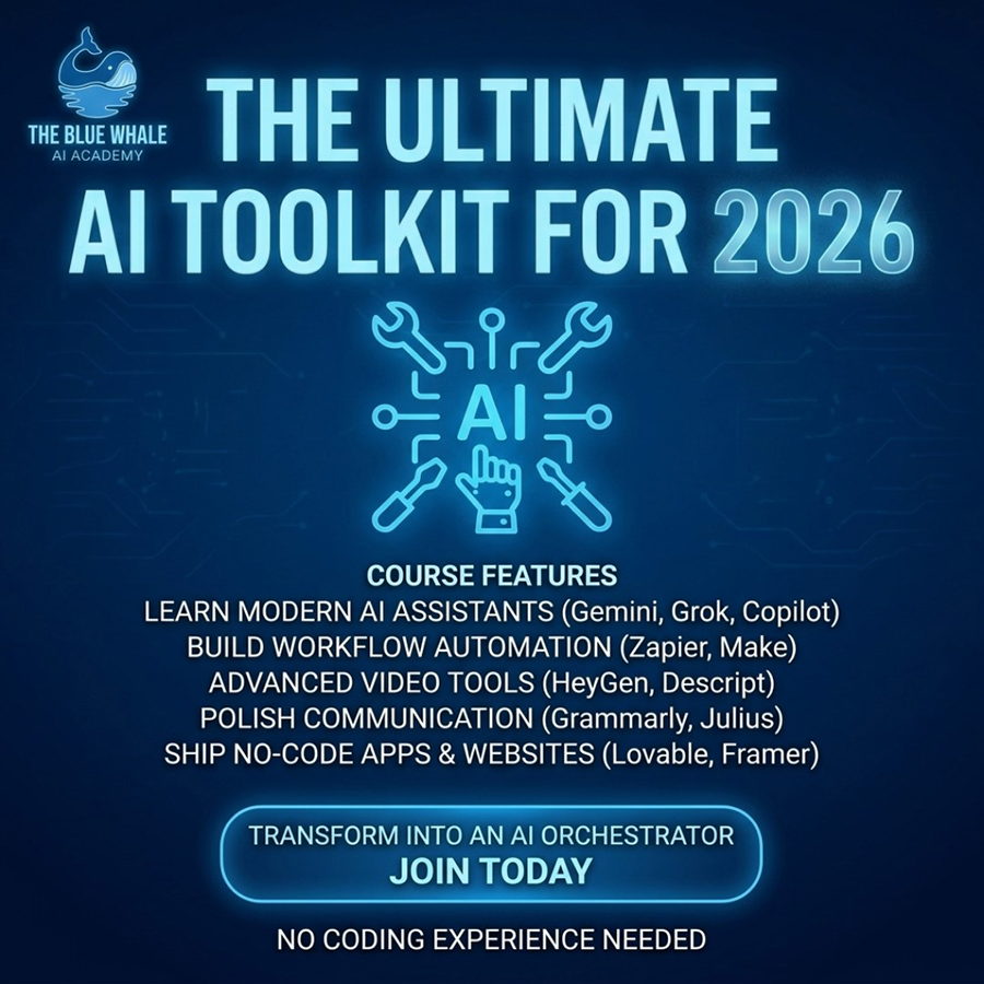 TheBlueWhale.ai Has Launched A New Online Course, ‘The Ultimate AI Toolkit For 2026.’